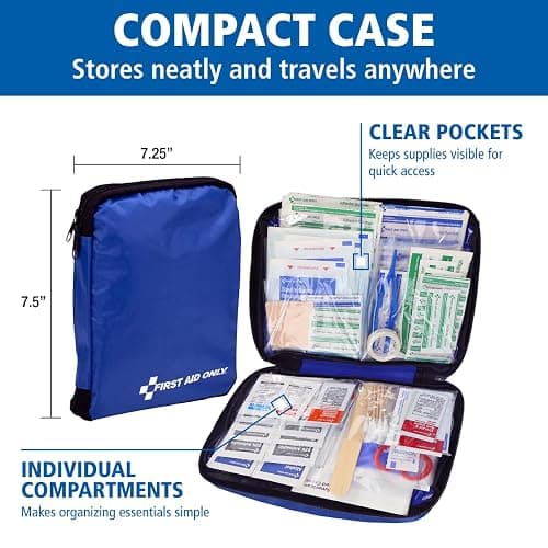 First Aid Only 298 Piece All-Purpose Emergency First Aid Kit for Home, Office, Car, Apartment, Dorm, and Camping, Travel-Friendly Compact Pouch Fits in Backpacks, Suitcases, Cabinets, and Drawers thumbnail 5