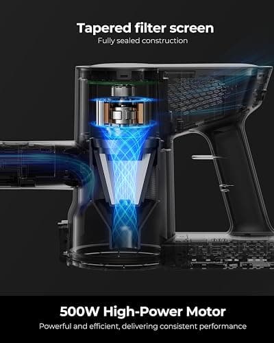SVHT Cordless Vacuum Cleaner, 500W 45KPA 50Mins Stick Vacuum Cleaners for Home with LED Light, Self-Standing, Anti-Tangle Brush & 1.6L Dust Cup, Lightweight Vacuum for Pet Hair, Carpets, Hard Floors thumbnail 4