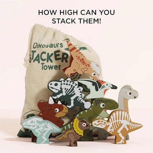 Le Toy Van Wooden Jurassic Stacking Dinosaurs & Bag, 18m+ thumbnail 6