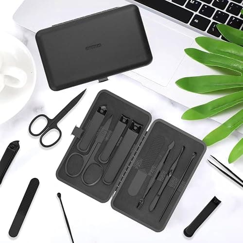 OFIDUS Precision 8 Pieces Men’s Nail Grooming Travel Kit, Stainless Steel Manicure Set with Fingernail & Toenail Clippers, Nail File, Slant Tip Tweezers, Cuticle Scissors, Cuticle Pusher, Travel Case thumbnail 7