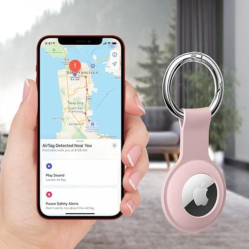 ColorCoral Holder Case for Airtag Ultra Light Silicone Sleeve for Air Tags Durable Anti-Scratch Protective Skin Cover with Anti-Losing Keychain Ring Accessory Compatible with Air-Tag (Pink) thumbnail 3