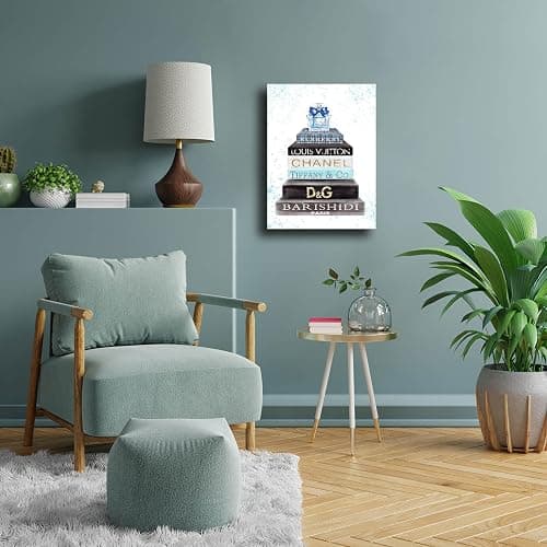 Meetdeceny Fashion Women Canvas Wall Art Blue Bathroom Wall Art Decor Aesthetic Room Decor for Teen Girls Bathroom Pictures for Wall 12x16 Inch thumbnail 6