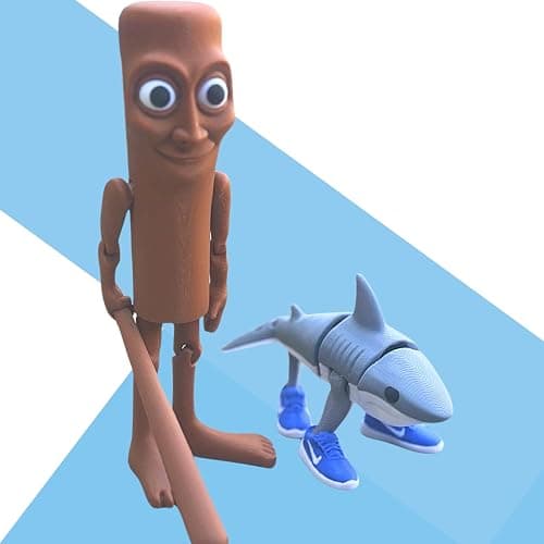 The Original Italian Brainrot Articulated Jointed Movable Tung Tung Tung Sahur Home Desk Decor, Tralalero Tralala Figure Brain rot Figurine Articulating Joints Meme Figure Shark Collectible Figurines thumbnail 9