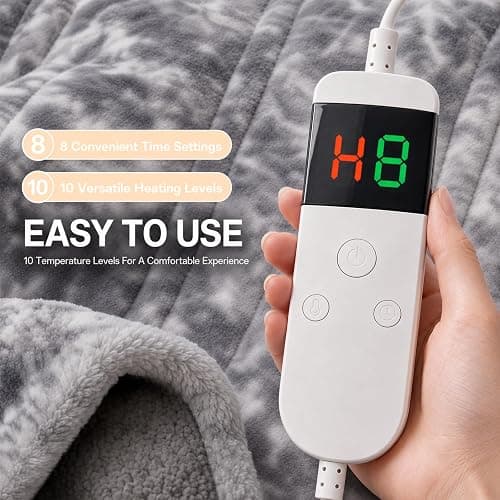 PFASDFW Heated Electric Blanket Throw 50''x60'' - Fast Tie-Dye Heating Blanket, Washable Heat Blanket 10 Heating Settings, 8h Timer Auto Off & Heated Protection, Soft Flannel & Sherpa Material thumbnail 5