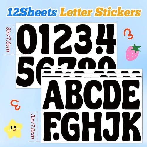 150 PCS Letter Stickers Large Bulletin Board Letters Alphabet Number Stickers Vinyl Waterproof Self-Adhesive Stick on Letters for Poster Board Mailbox Crafts Classroom Home Party Decor(Black, 3 Inch) thumbnail 3