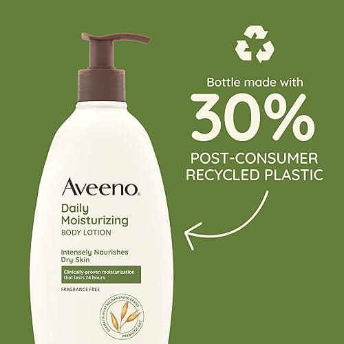 Aveeno Daily Moisturizing Body Lotion with Soothing Prebiotic Oat, Gentle Lotion Nourishes Dry Skin With Moisture, Paraben-, Dye- & Fragrance-Free, Non-Greasy & Non-Comedogenic, 12 fl. Oz - Fragrance Free - 12 Fl Oz (Pack of 1) thumbnail 5