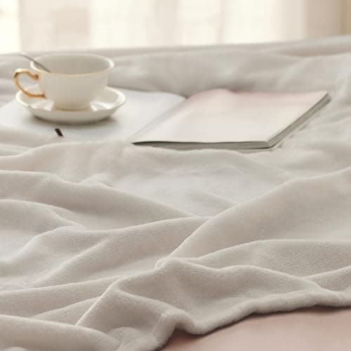 Bedsure Blankets for Bed Queen Size - Fleece Cozy Soft Blanket for Women, Lightweight Fuzzy Flannel Throw for All Seasons, Linen, 90x90 inches thumbnail 6