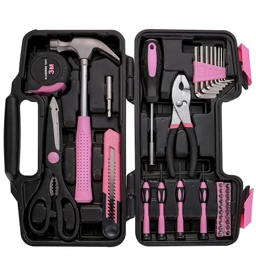 39 Piece All Purpose Basic Household Pink Tool Kit for Women - Small Tool Set with Toolbox Great for Home, Garage, Office and College Dormitory Use thumbnail 3
