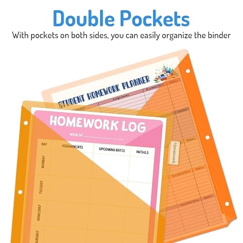 Forvencer 8 Count Dividers with 2 Pockets,8 tabs Binder Dividers with tabs | Dividers for 3 Ring Binder Organizer,School Supplies, Multicolor, 1 Set thumbnail 4