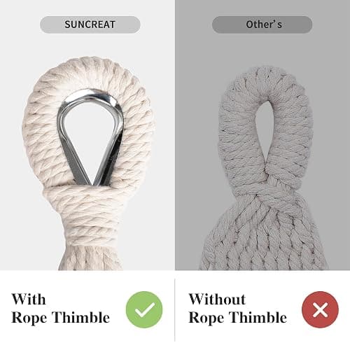 SUNCREAT Portable Camping Hammock for Outside, Heavy Duty 2 Person Hammock Bed for Tree, Beige with Tassels thumbnail 6