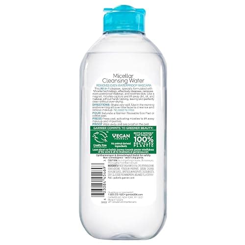 Garnier Micellar Water For Waterproof Makeup, Hydrating Facial Cleanser & Makeup Remover, Suitable for Sensitive Skin, Vegan, Cruelty Free, 13.5 Fl Oz (400mL), 1 Count thumbnail 16