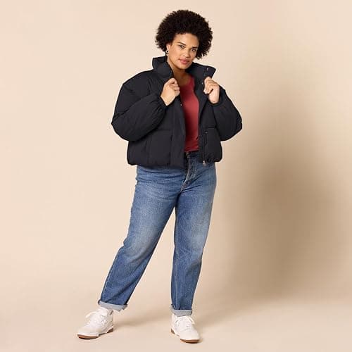 Amazon Essentials Womens Cropped Full-Zip Puffer Jacket (Quilted Matte or Sherpa Fleece) thumbnail 7