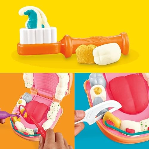 Play-Doh Drill 'n Fill Dentist Toy for Kids 3 Years and Up with Cavity and Metallic Colored Modeling Compound, 10 Tools, 6 Total Cans, 2 Ounces Each, Non-Toxic, Assorted Colors thumbnail 6