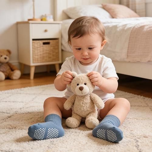 Bearbay Toddler Non Slip Cotton Crew Socks with Anti-slip Dots for Infant Baby Boys Girls thumbnail 3