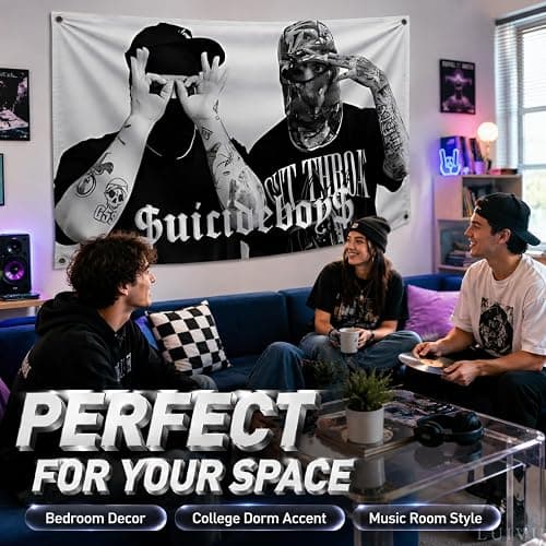 3x5 Feet Polyester Suicide Music Boys Single Sided Flag with 4 Brass Grommets - America Pop Singer Banner - Wall Tapestry Poster Signs Decor for Bedroom or College - American Music 2024 Flags thumbnail 6