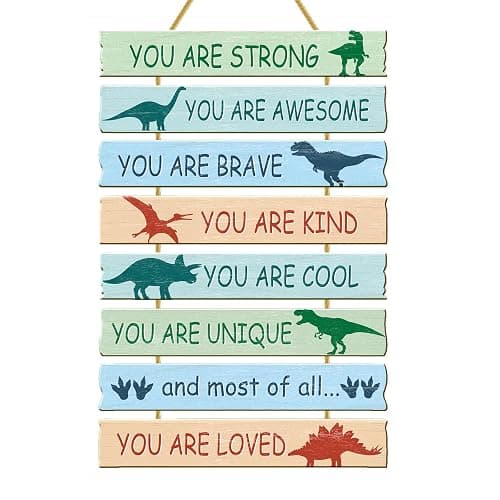 Rutiyoka Dinosaur Room Decor for Boys Bedroom Wall Dino Inspirational Art Kids Wood Decorations Little Boy Nursery Toddler Sign - Image 1