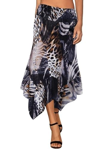 DJT Women's Flowy Handkerchief Hemline Midi Skirt - Image 1