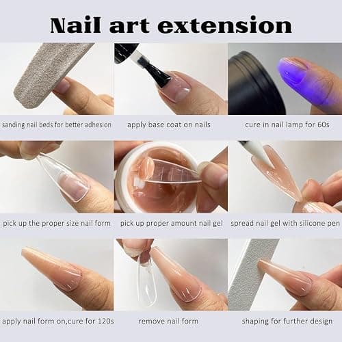 Fcozpjk Solid Builder Gel for Nails, 4 Colors Solid Builder Gel Non-Sticky Clear Nude Pink Pearl White Hard Gel for Nails 3D Sculpture Gel Flower Carving Modeling Design Nail Extension Gel Kit thumbnail 4