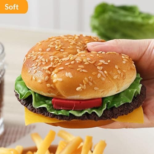 Joeabor Artificial Hamburger & 12 Artificial French Fries Realistic Fake Food for Display Faux Burger for Decoration Fake Food Props thumbnail 2