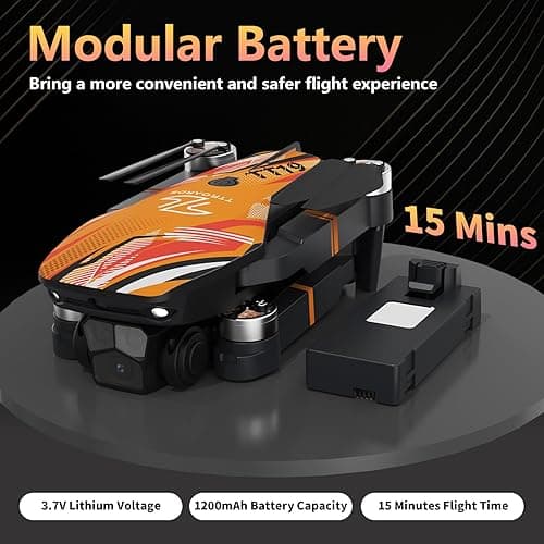 TTROARDS TT19 Mini Drone with Camera, 1080P HD Camera 270° Obstacle Avoidance Brushless Motor Level 3 Wind Resistance, Foldable Quadcopter Drones for Beginners, Orange thumbnail 7