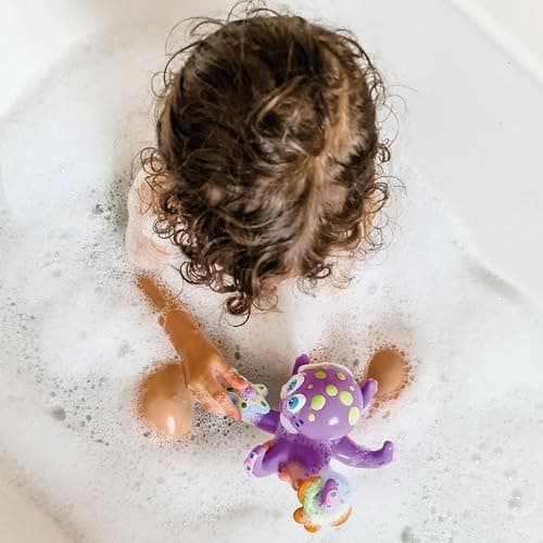 Nuby Floating Octopus Toy with 3 Hoopla Rings - Baby Bath Toy for Boys and Girls - 18+ Months - Purple (Pack of 1) thumbnail 9