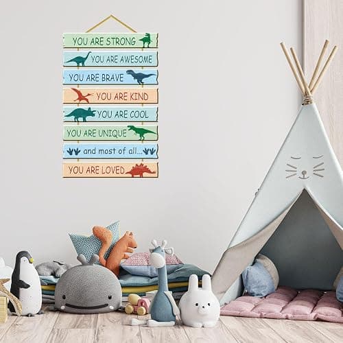 Rutiyoka Dinosaur Room Decor for Boys Bedroom Wall Dino Inspirational Art Kids Wood Decorations Little Boy Nursery Toddler Sign thumbnail 3