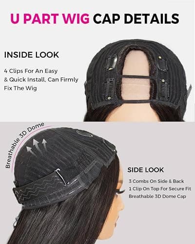 RECOOL Loose Body Wave U Part Wig Human Hair 180% Density Drawstring No Sew in No Glue Half Wigs Human Hair U Shape Clip In Half Wigs Layered Cut Wigs (U Part Layered Body Wave Wig, 16Inch) thumbnail 4