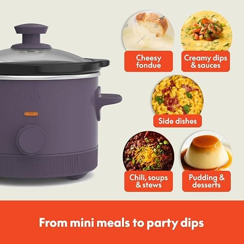 bella 1.5 Qt Slow Cooker with 3 Heat Manual Control, Ceramic Nonstick Coating, Dishwasher Safe Stoneware Pot and Tempered Glass Lid, Tangle Free Cord Wrap & Cool Touch Handles, Plum thumbnail 7