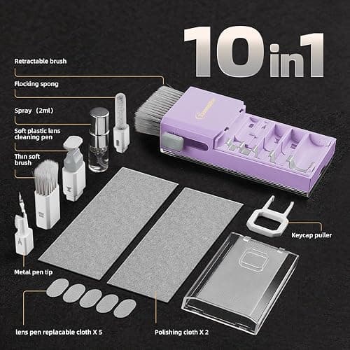 Tassmpitor Laptop Screen Keyboard Cleaner Kit, All in 1 Electronic Cleaning Tool for MacBook iPad iPhone Pro Cell Phone, Brush Tool for Tablet, Computer, PC Monitor,TV Camera Lens with Patent, Purple thumbnail 8