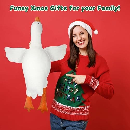 HPOSAN Goose Stuffed Animal Toy Cute Giant White Goose Stuffed Animal Duck Plush Super Soft Hugging (A:19.5 inch) thumbnail 4