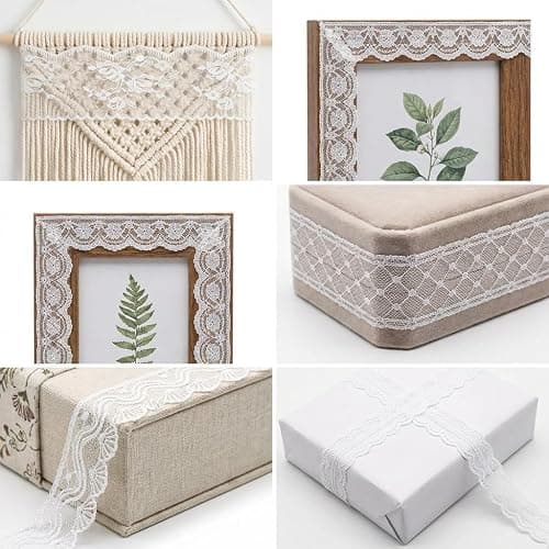 IDONGCAI 10 Yards Lace Trim Ribbon Set – 5 Styles Assorted Scalloped Lace for Sewing, Vintage Floral & Heart Pattern Bridal Lace for Wedding Decor, DIY Crafting, Gift Wrapping & Dress Embellishment thumbnail 7