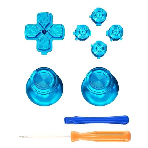 eXtremeRate Blue Metal Thumbsticks Dpad ABXY Buttons for PS5 Controller, Custom Replacement Aluminum Analog Thumb Sticks & Action Buttons & Direction Keys - NO Controller thumbnail 2