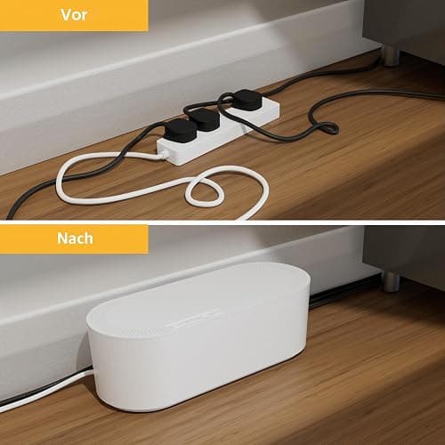 D-Line Kabelbox, Steckdosenleiste verstecken, Kabelmanagement für Schreibtische, TV-Kabel organisieren – 325mm (L) x 125mm (B) x 115mm (H) – Klein, Weiß thumbnail 5