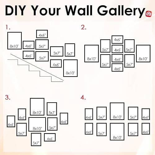 FIXSMITH 10 Pack Picture Frames Collage Wall Decor for Mounting or Tabletop Display, Gallery Wall Frame Set with Two 8x10 Gold Frames, Four 5x7 and Four 4x6 Frames, Multi-Pack Photo Frame Set thumbnail 4