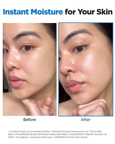 WELLAGE Real Hyaluronic Blue Ampoule 100, Korean Serum, Fragrance Free Hyaluronic Acid Ampoule with Panthenol, Wild yam, Centella for Sensitive Dry Skin Moisturizer 2.54 fl.oz thumbnail 4