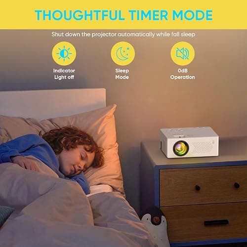 PURSHE Mini Bluetooth Projector, Full HD 1080P Supported Portable Outdoor Movie Projector for iOS, Android, Windows, Compatible with TV Stick/HDMI/Smartphone/PS4/USB [Remote Included] thumbnail 8