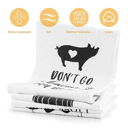 Miracu Funny Kitchen Towels and Dishcloths Sets of 4 - Christmas, Birthday, Housewarming Gifts for New House Home, Decorative Fun Cute Hand Dish Towels for Women, Flour Sack Tea Washcloth for Kitchen thumbnail 5