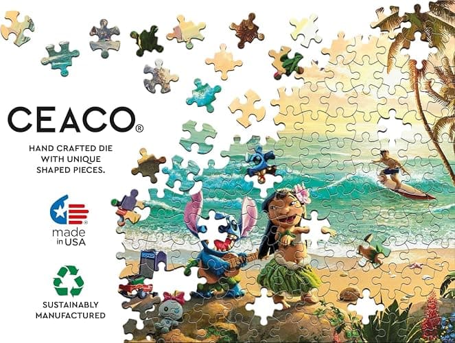 Ceaco - Thomas Kinkade Disney - Lilo and Stitch - 1000 Piece Jigsaw Puzzle | Thomas Kinkade Disney Art, Made in USA, Recycled Board, Finished Size 26.6 x 19 in, Includes Poster, Frameable Art, Giftable thumbnail 5