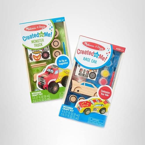Melissa & Doug Decorate-Your-Own Wooden Craft Kits Set - Race Car and Monster Truck thumbnail 10