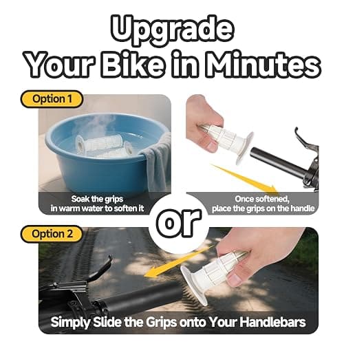 1 Pair Bike Handlebar Grips Compatible with Ridstar q20, 7/8" 22mm 24mm Motorcycle Hand Grips, Soft Rubber Motorcycle Grip, with Non-Slip Half Waffle, White Grip for Dirt Bike, Bicycle Accessories thumbnail 5