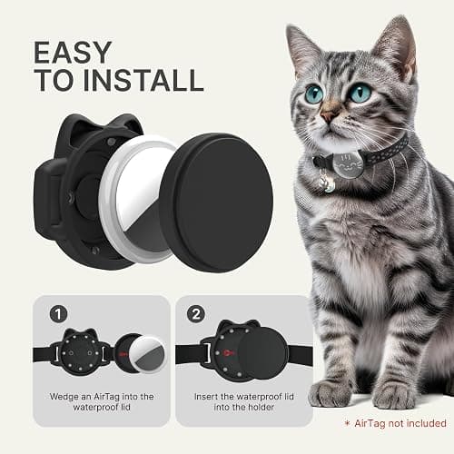 Waterproof Airtag Cat Collar, Breakaway Cat Airtag Collar with Luminous & Reflective Fish Pattern, Lightweight Kitten Collars for Apple Air tag, Hidden GPS Tracker Holder for Cats, Kittens(9-13") thumbnail 8
