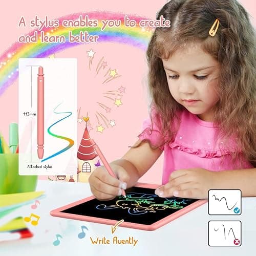 BUKEBU LCD Writing Tablet Doodle Board,10.5 inch Colorful Drawing Pad,Electronic Drawing Tablet, Drawing Pads,Travel Gifts for Kids Ages 3 4 5 6 7 8 Year Old Girls Boys (Pink) thumbnail 3