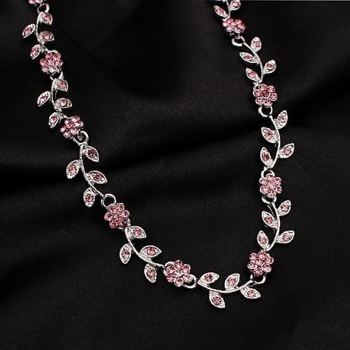 Enrwin Austrian Crystal Rhinestone Choker Necklace Dangle Earring Link Bracelet Jewelry Set for Brides Bridesmaid Prom Costume Accessories for Women thumbnail 7