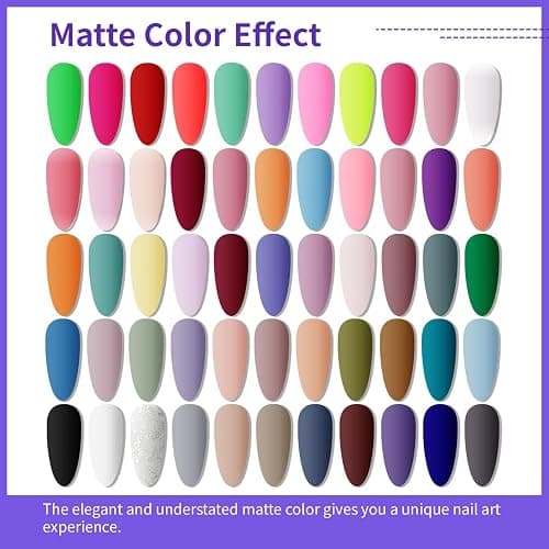 JODSONE 60 Bottles of Gel Nail Polish Kit with U V Light 55 Kinds of Gorgeous and Charming Gel Polish Kit 5 Pieces Soak off Glossy Matte Top Coat Base Coat thumbnail 8
