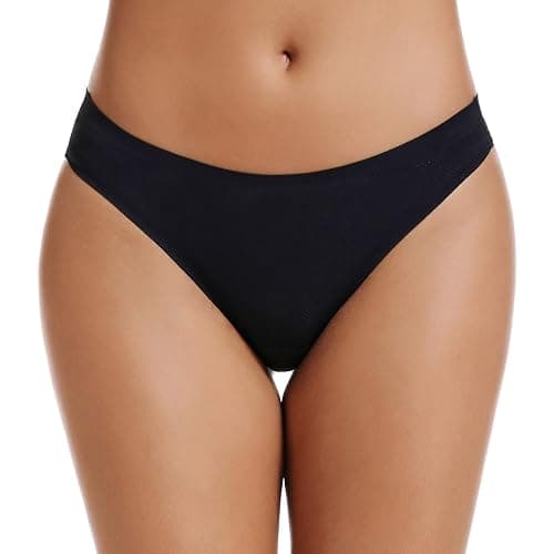 voenxe Seamless Women Underwear Thongs,No Show Ladies Thong,No Line Workout Breathable Comfortable Panties,Soft Undies,5-Pack thumbnail 4