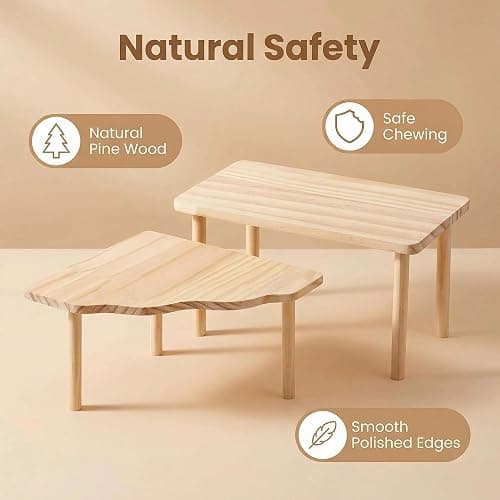 Hamster Platforms, 2 Pcs Wooden Hamster Stand and Table, Modular Playground & Hide for Hamster Cage Accessories for Dwarf Syrian Hamsters Gerbils Mice Degus Small Pets thumbnail 5