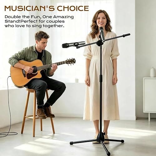 Bullfighter Mic Stand Floor Universal Adjustable Tripod Microphone Stand,Dual-Use Mic Boom Stands,Stable On Stage Mic Stand for Singing,Live Streaming,Karaoke,Events & Studio Church Metting thumbnail 2