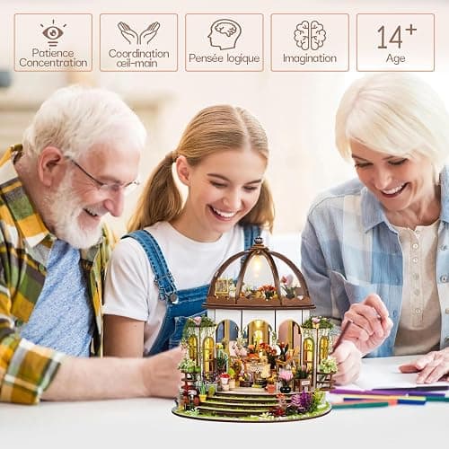 Taimimy DIY Miniatur Haus Gewächshaus mit Möbeln, Mini DIY Miniature House kit für Erwachsene Geburtstagsgeschenk für Frauen(Gartenhaus) thumbnail 5