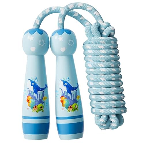 Jump Rope for Kids-Adjustable Cotton Braided Skipping Rope with Wooden Handle for Toddler Fitness Workout Exercise Outdoor Activity thumbnail 8