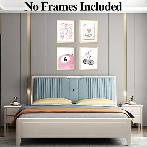 Cumnvulnt 4 Pcs Pink Wall Art, Coquette Room Decor Wall Prints Aesthetic, Preppy Pink Bows Posters for Girly College Apartment Decoration (8x10in, Unframed) thumbnail 5